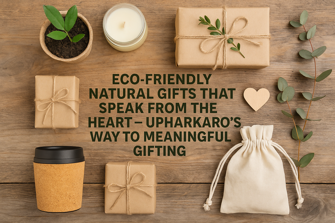 eco-friendly gifts on a wooden background