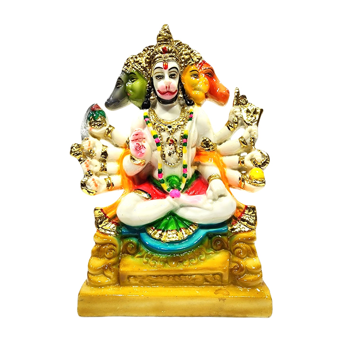 Panchmukhi Hanuman Idol | Spiritual Lord Hanuman Statue for Home Temple & Pooja Room | 9 Inch Decorative Hindu God Murti (Multicolour, Resin)