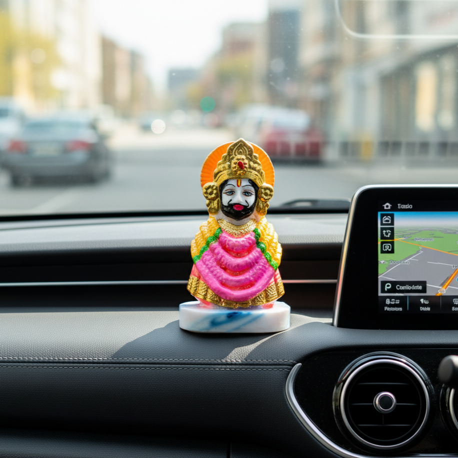 Beautiful Multicolor Khatu Shyam Baba Murti 4 Inch for Car Dashboard & Home Décor By Upharkaro