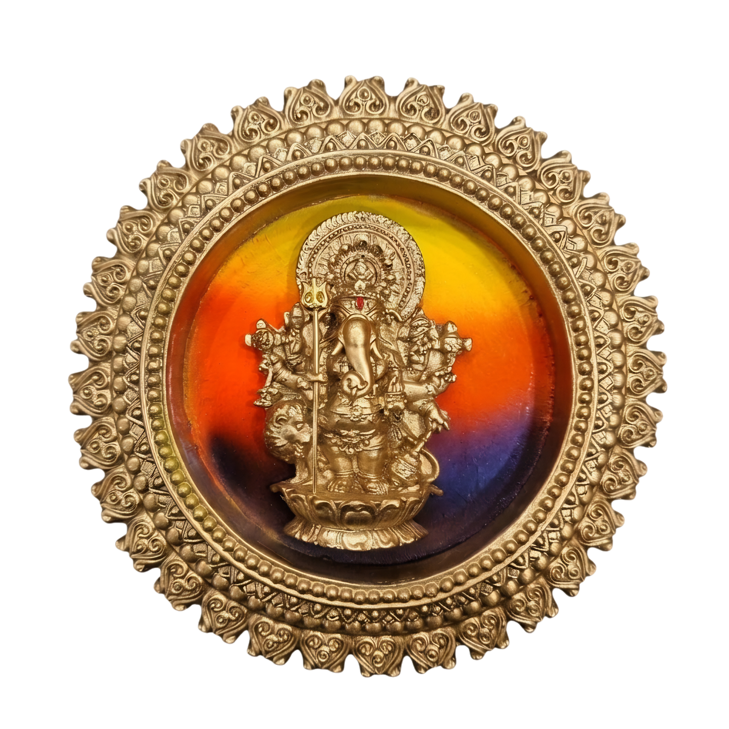 Buy Golden Round Shubha Drishti Ganapathy/Ganesha (7 x 7 Inch) Wall Hanging – Spiritual Ganesha Wall Decor for Home, Office, Mandir & Festive Gifting by Upharkaro