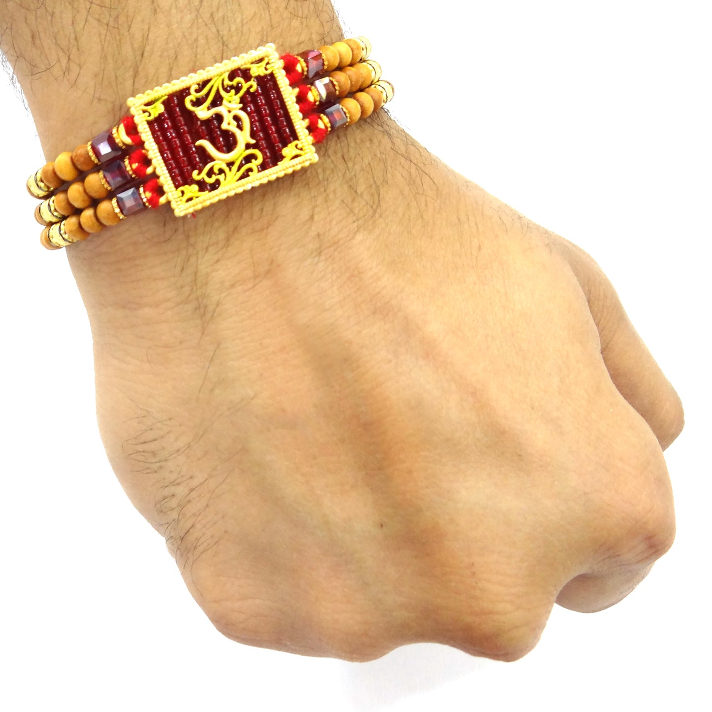 Sacred Om Rakhi with Beads & Red Thread | Auspicious Rakhi for Bhai