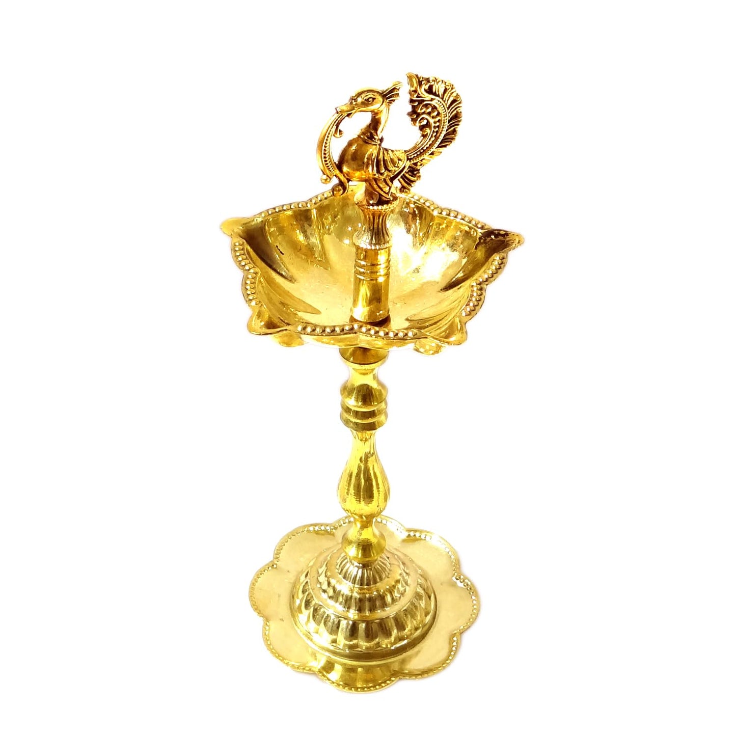 UPHARKARO Elegant Traditional Brass Peacock Diya for Pooja & Home Décor 8 Inch by Upharkaro