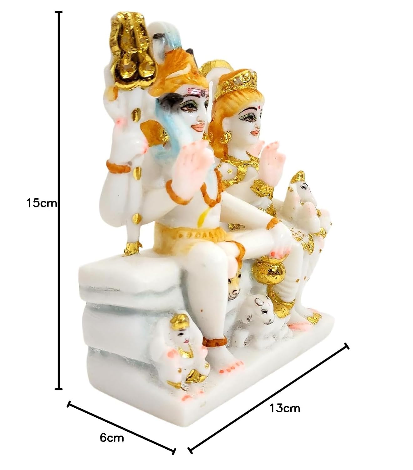 Marble Dust Lord Shiv Parivar Idol (6 Inch) – Handcrafted Shiv Parvati Murti for Home Temple & Spiritual Décor