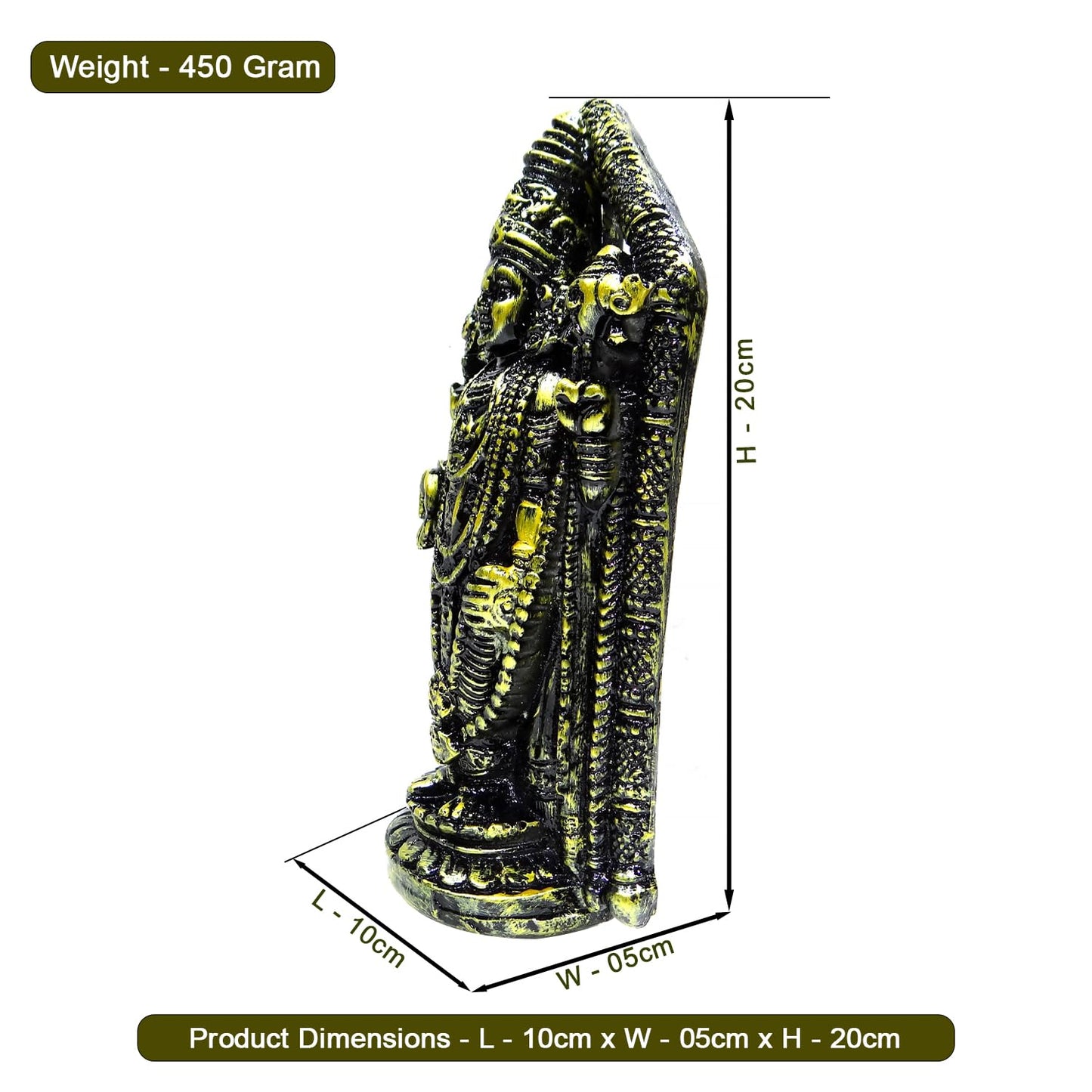 Upharkaro Lord Tirupati Balaji Idol (8 inch)β Exquisite Handcrafted Spiritual Idol for Home Decor and Pooja Room Resin Sculpture