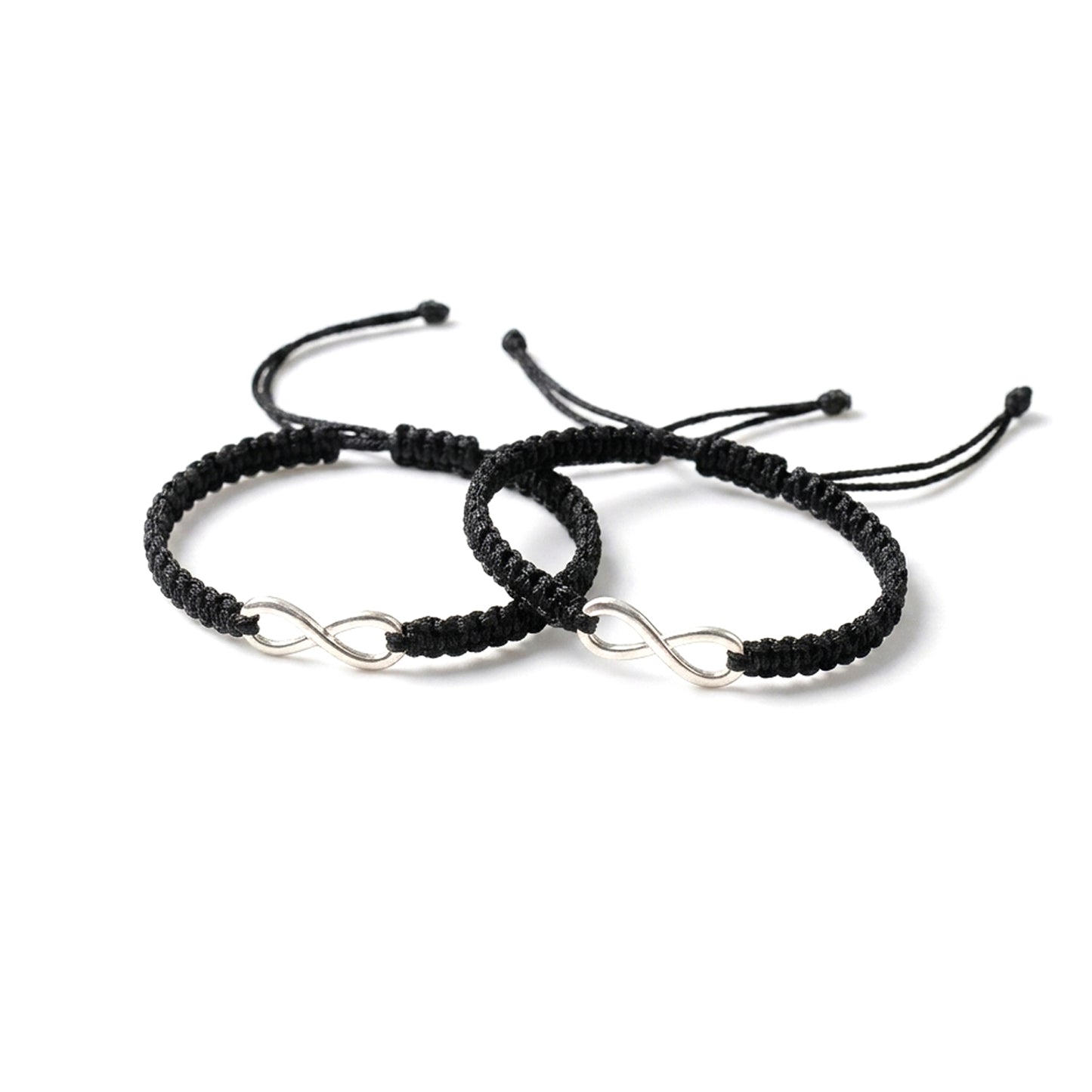 Upharkaro Infinity Couple Bracelet Set of 2 | Handmade Adjustable Black Cord Friendship Bracelets for Men & Women | Symbol of Eternal Love, Bond & Togetherness