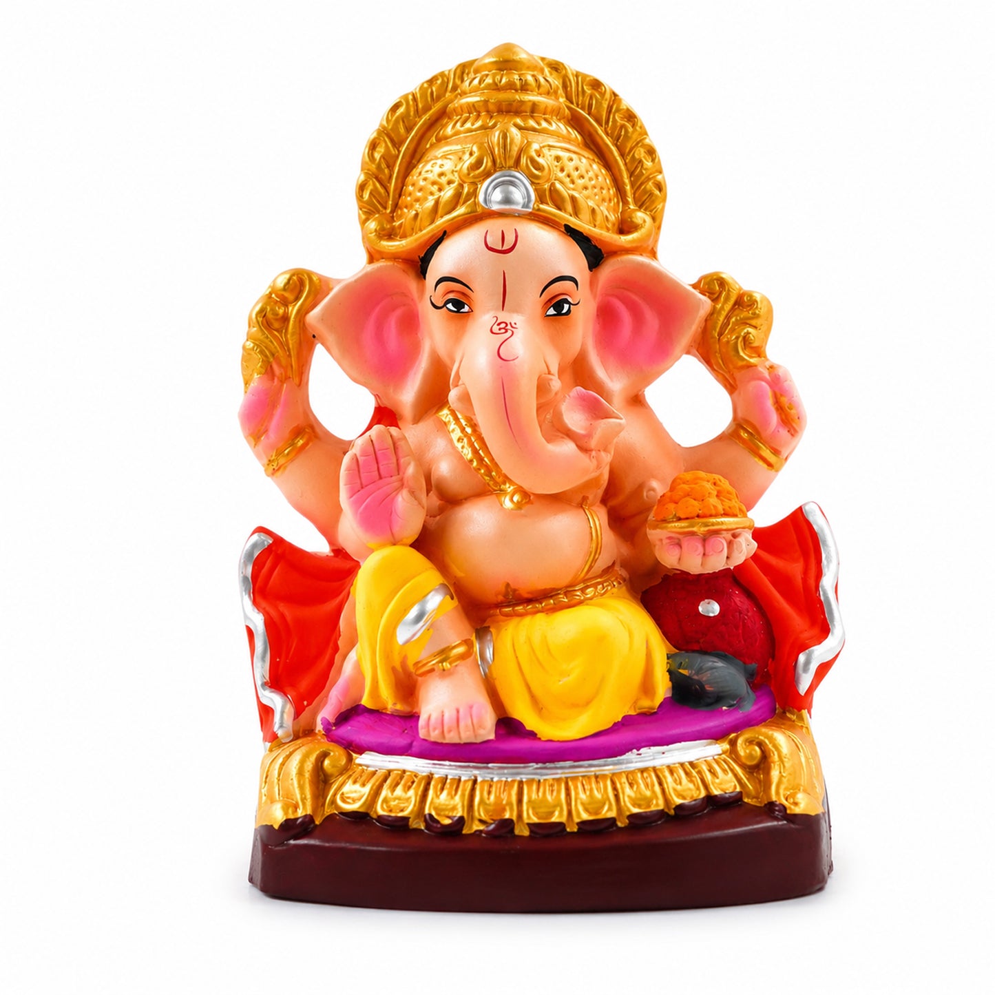 Decorative Clay Lord Ganesha Idol 8.5 Inch | Eco-Friendly Completely Water-Soluble Ganesh Murti for Ganesh Chaturthi, Home Temple, Office & Gift