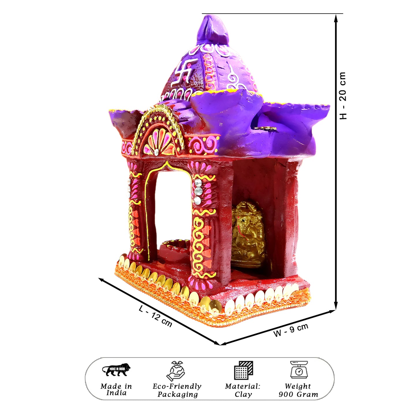 Handmade Clay Diwali Hatri with Laxmi Ganesh Idol & Diyas – By Upharkaro