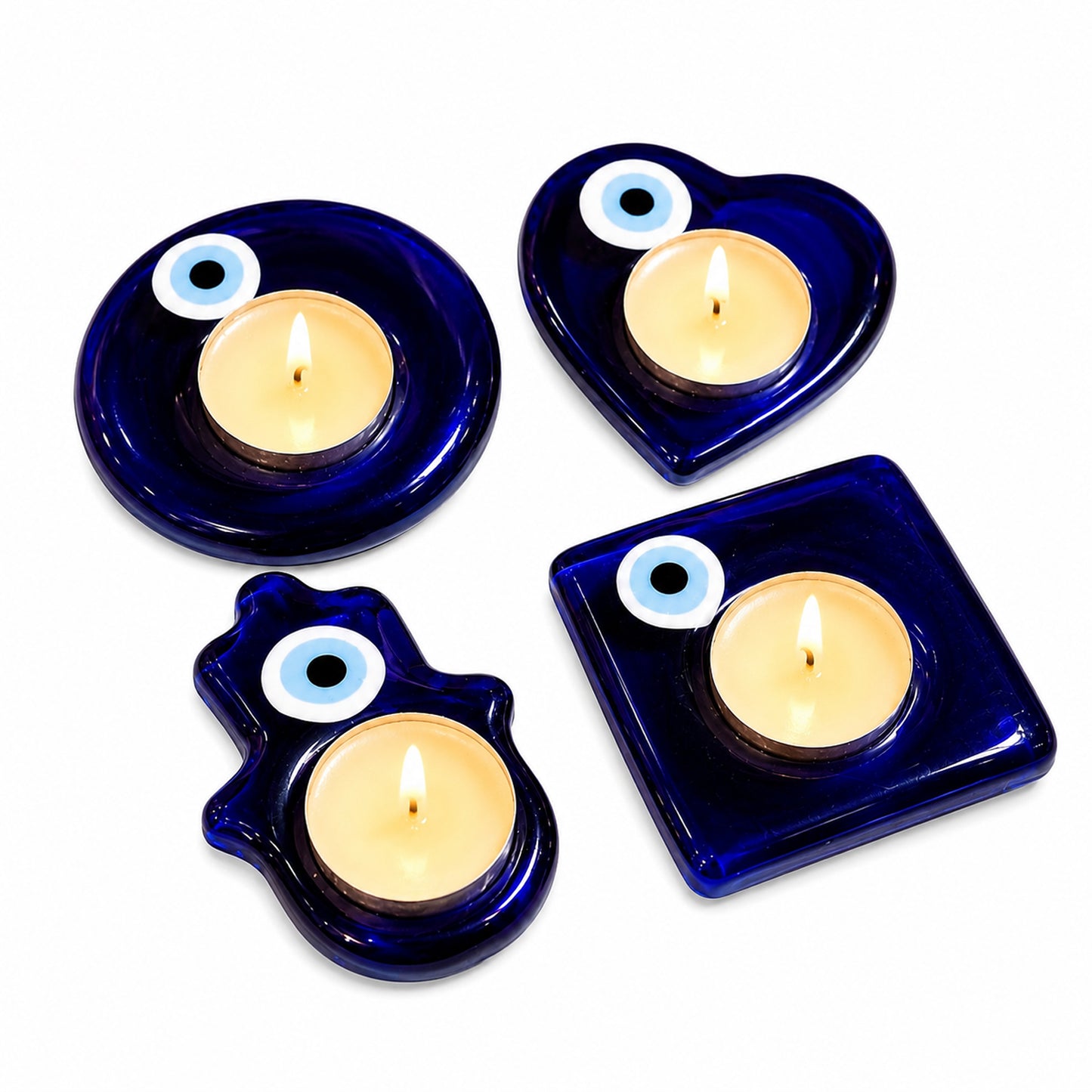 Reiki Evil Eye Crystal T-Light Candle Holder (Set of 4) By Upharkaro