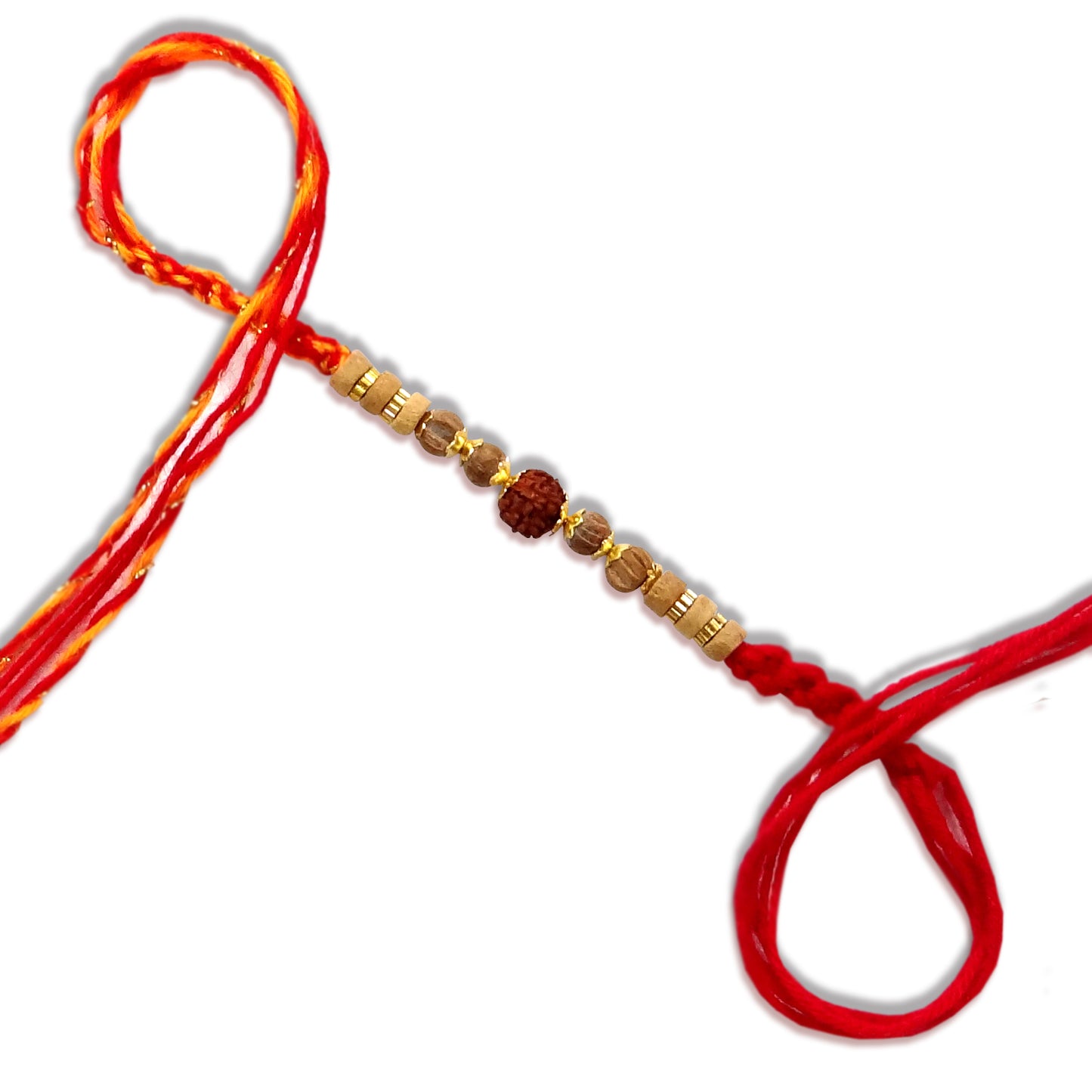 Stylish Golden Beads Red Dora Rakhi by Upharkaro-Upharkaro