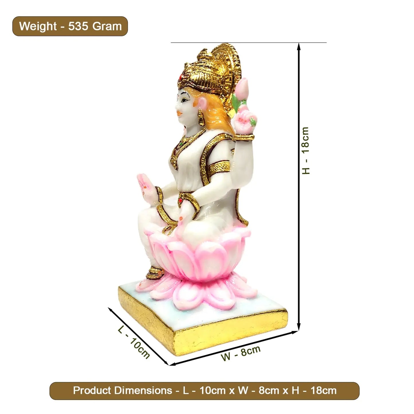 Graceful Marble Dust Goddess Lakshmi Statue – Handcrafted Murti for Home Temple & Decor | 13% OFF Upharkaro