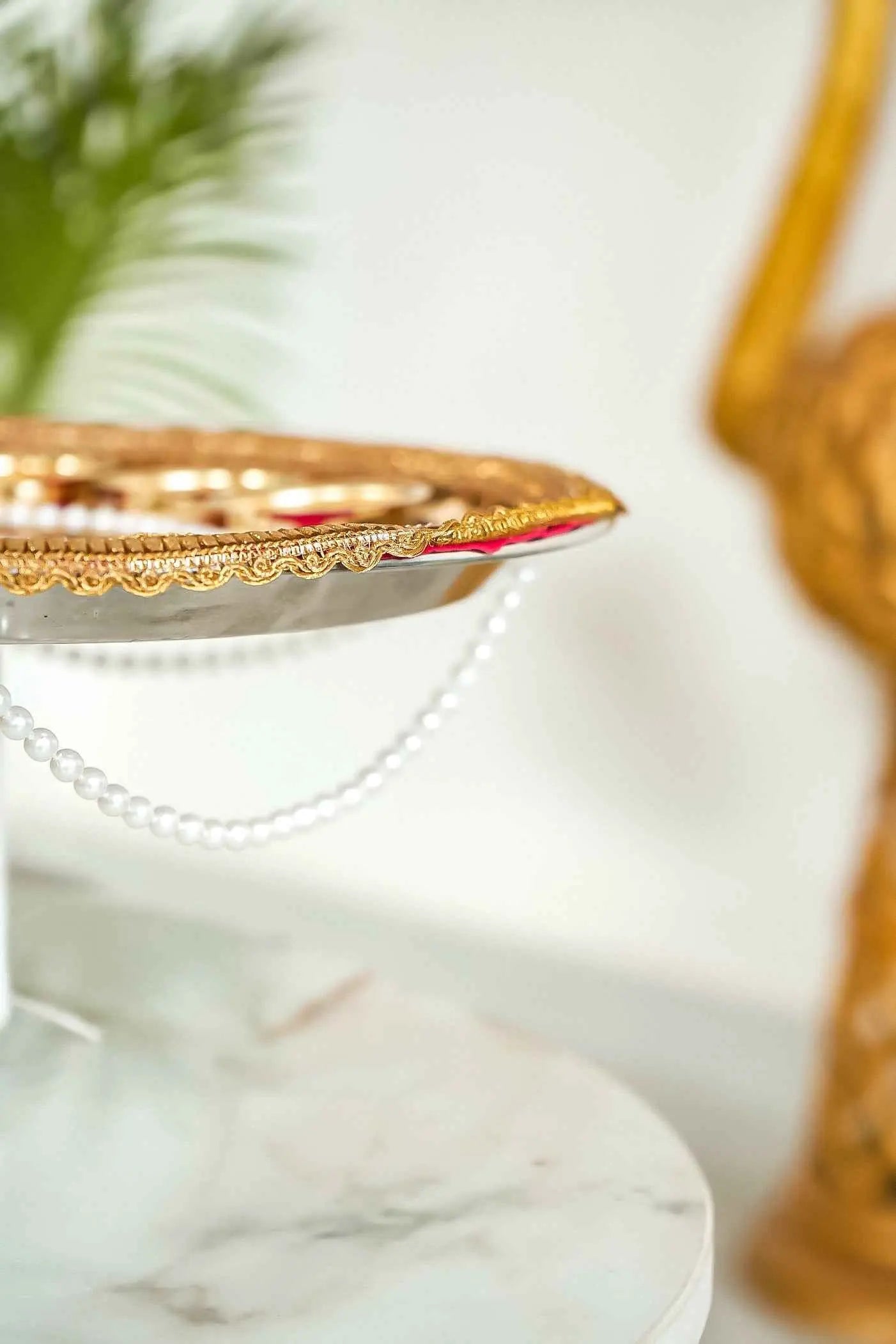 Handcrafted Floral Puja Plate with Artificial Rose Decoration-Upharkaro