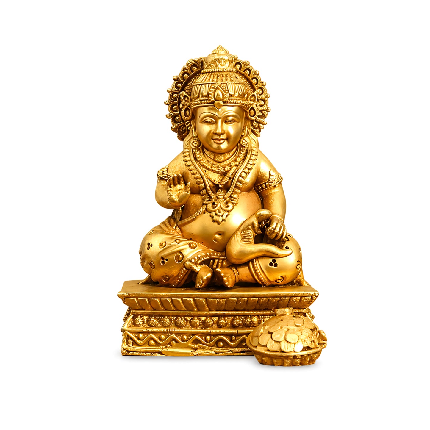 Brass Kuber Idol for Wealth & Good Fortune | Decorative Lord Kuber Statue for Home, Office, Temple & Gift | Handmade Hindu God Sculpture β Golden Finish 2 Inch