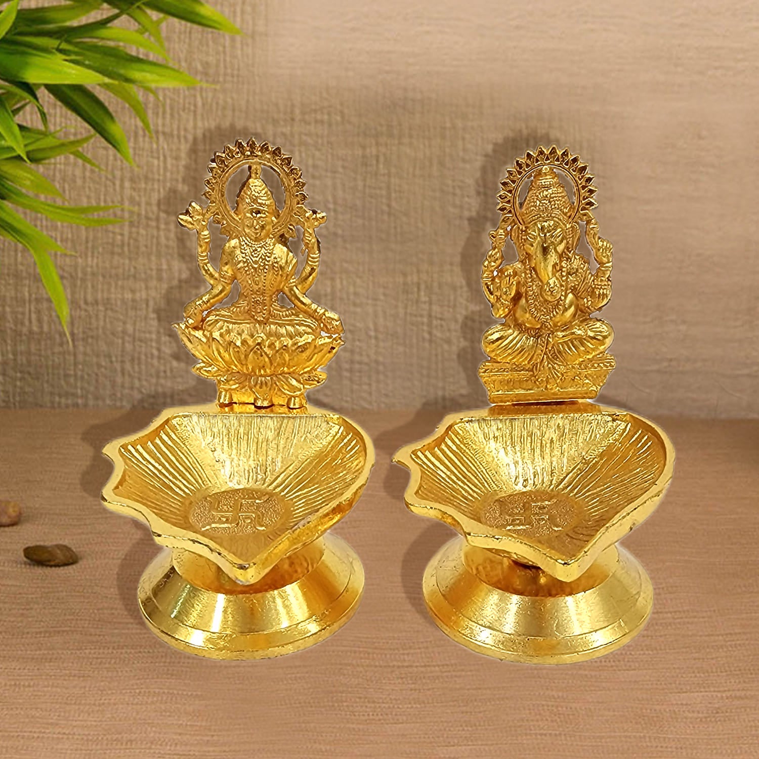 Premium Metal Laxmi Ganesh Diya Set for Diwali Pooja, Home Mandir & Office Temple Decoration | Best Festive Gift @Upharkaro-Upharkaro