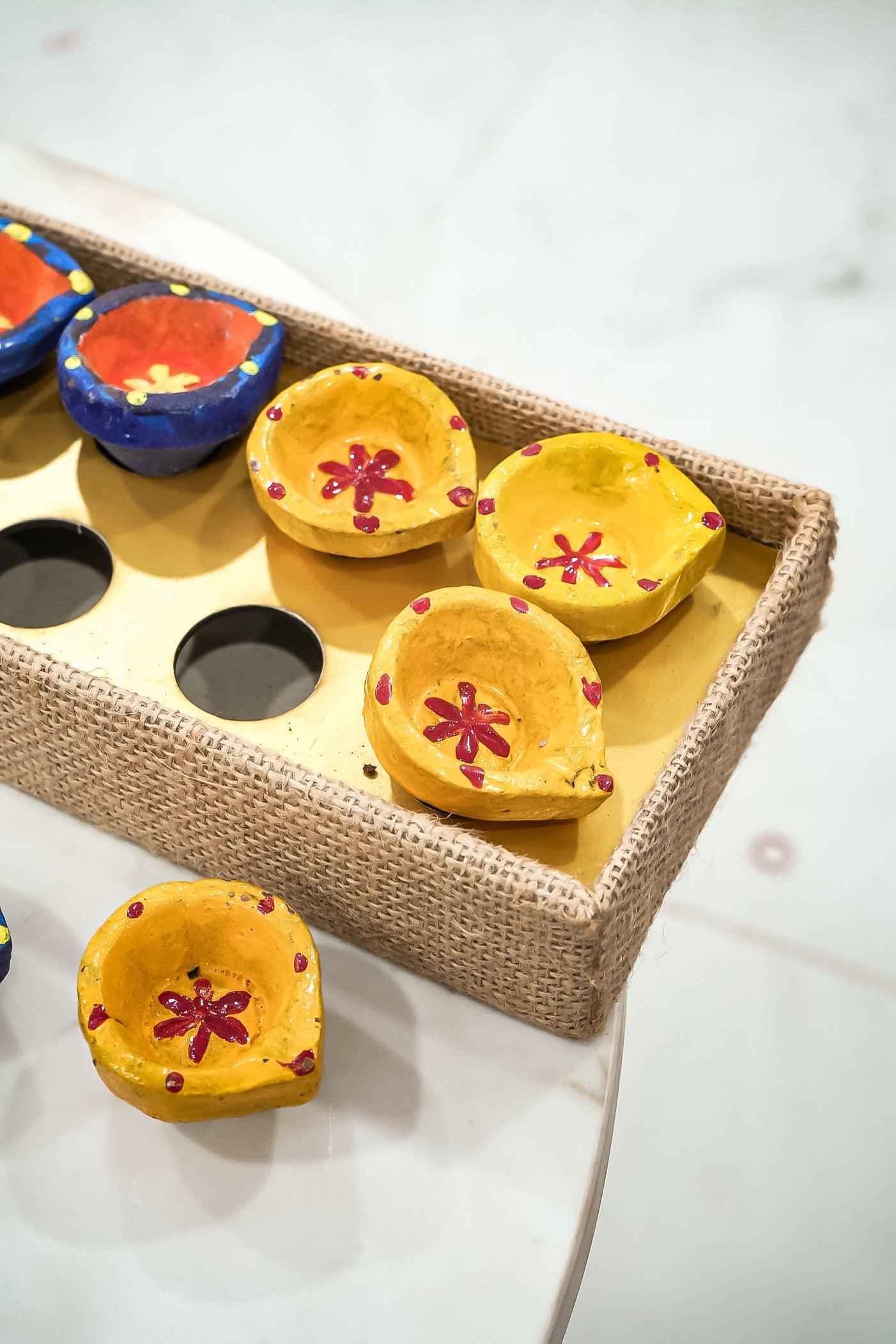 Handcrafted Natural Diya with Vibrant Colors for Diwali, Pooja & Festivals-Upharkaro