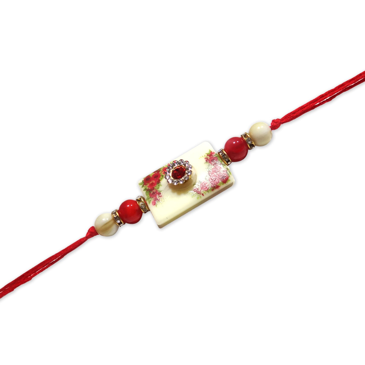 Luxury Floral Rakhi with Crystal Stone & Pearl Accents for Raksha Bandhan