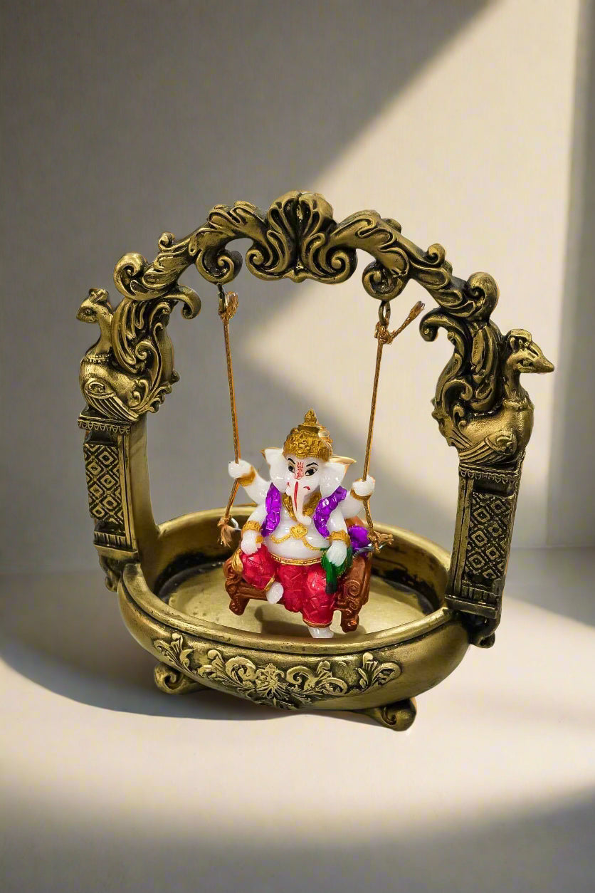 Resin Ganesha on Swing Religious Idol-Upharkaro