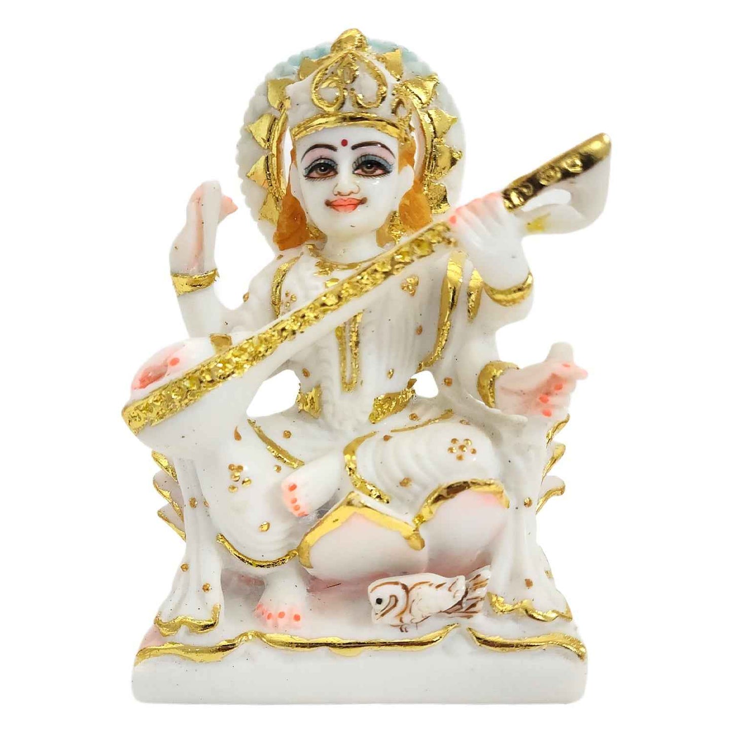 Marble Dust Divine Saraswati Statue ( 6 Inch ) By Upharkaro