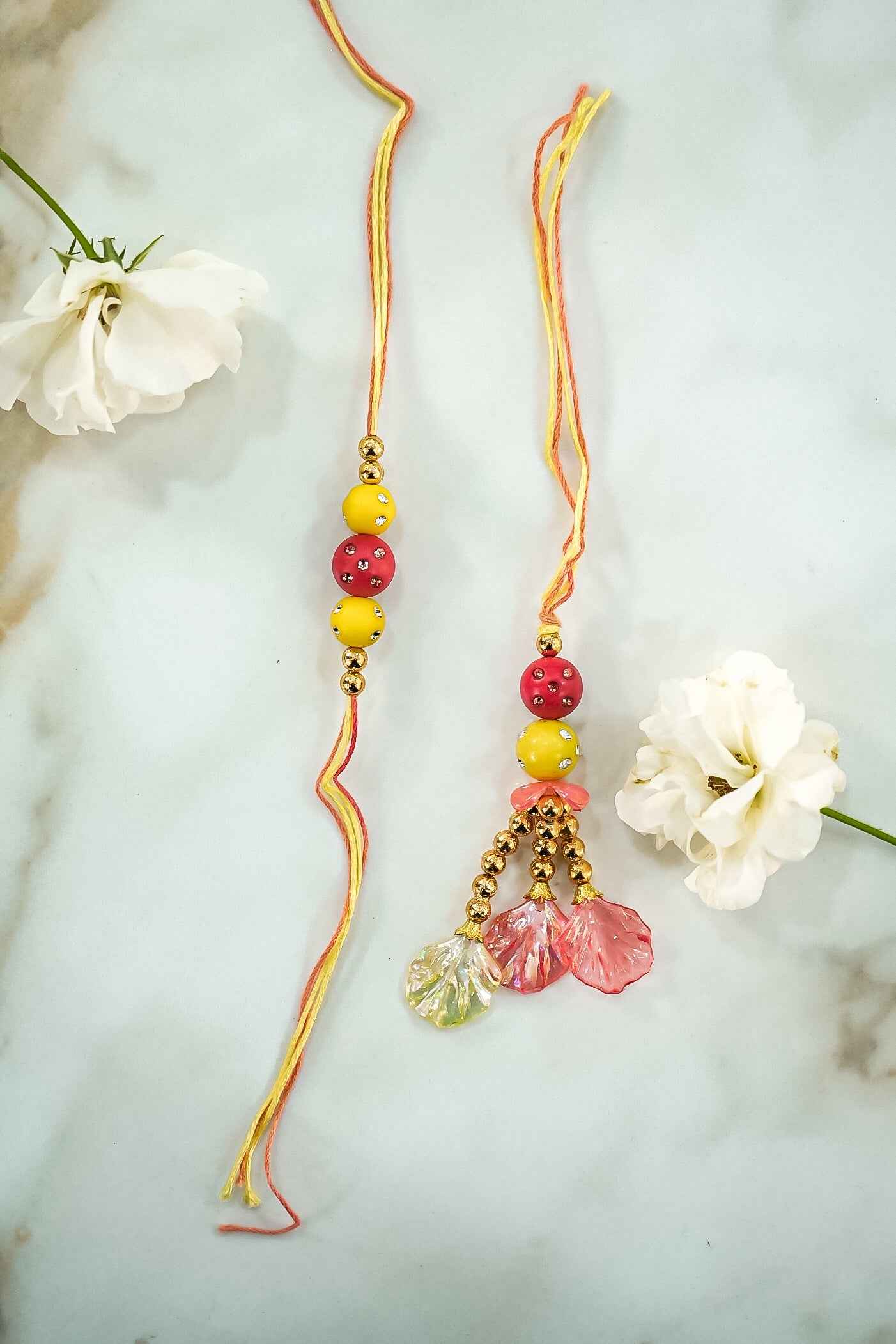 Pearl Pair Rakhi Set for Bhaiya Bhabhi-Upharkaro
