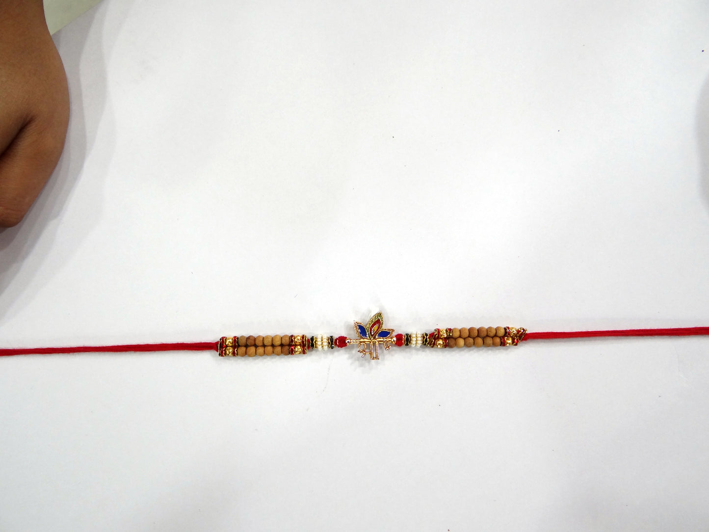 Shri Morpankh Red Stone Rakhi for Bhaiya By Upharkaro β Divine Blessings & Gemstone Elegance | Raksha Bandhan 2024 Special-Upharkaro