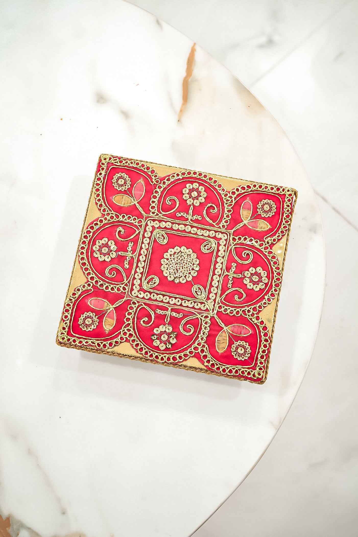 Wooden Velvet Decorated Chowki-Upharkaro