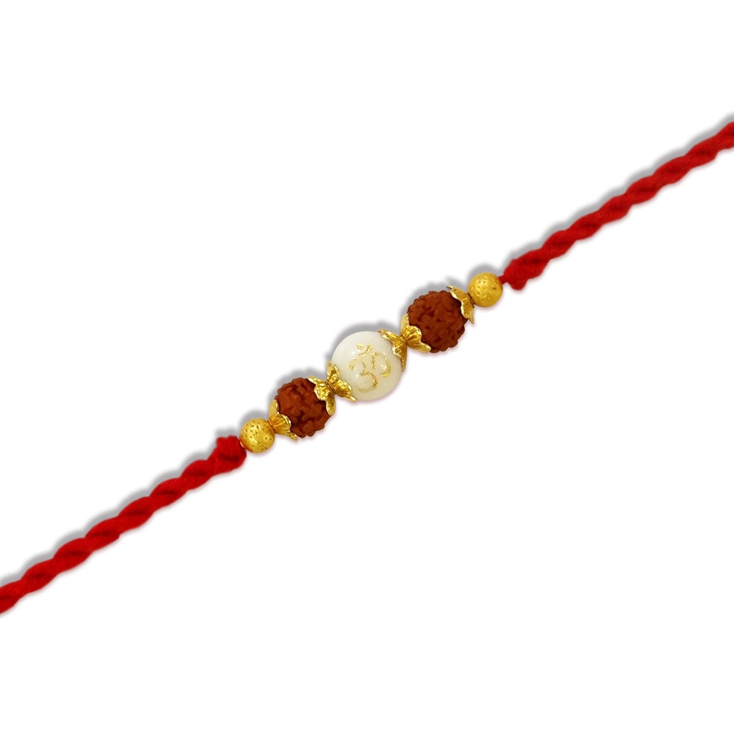 White Stone Rudraksh Dora Rakhi By Upharkaro-Upharkaro