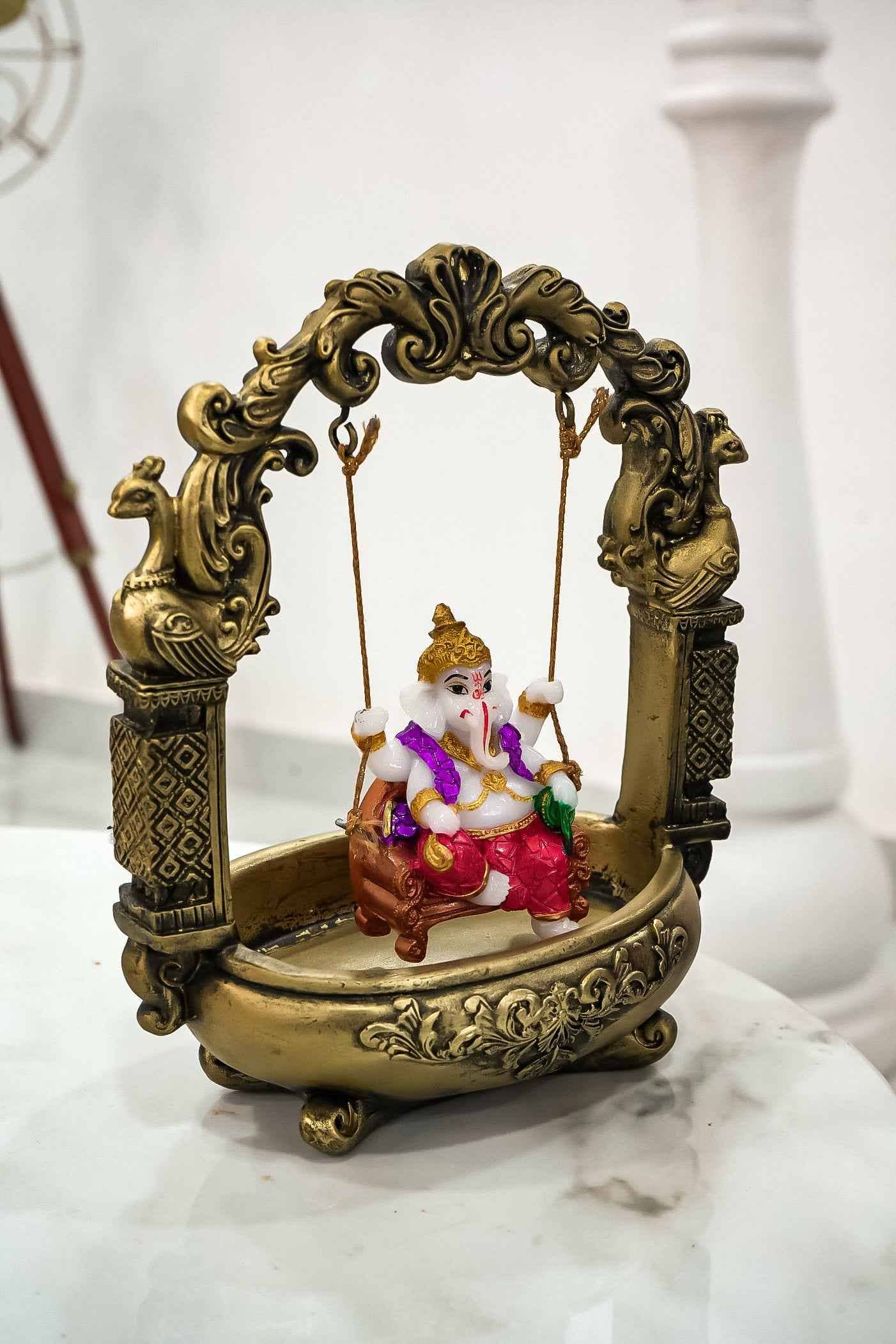 Resin Ganesha on Swing Religious Idol-Upharkaro