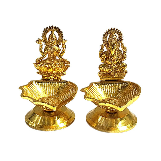 Premium Metal Laxmi Ganesh Diya Set for Diwali Pooja, Home Mandir & Office Temple Decoration | Best Festive Gift @Upharkaro-Upharkaro