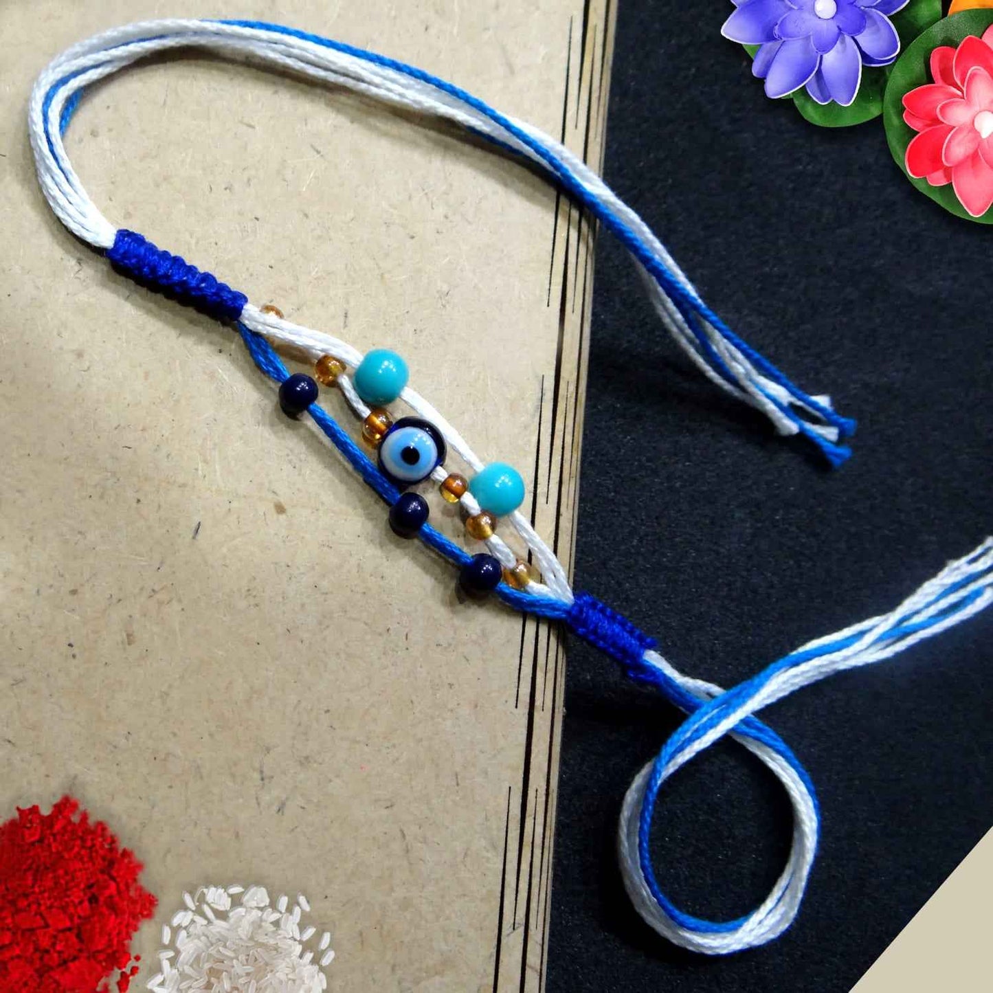 Sky Blue Evil Eye Rakhi for Brother By Upharkaro-Upharkaro