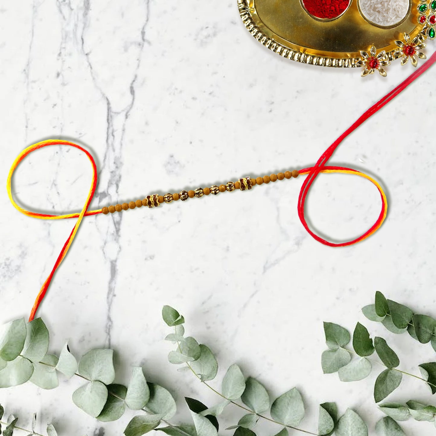 Golden Stone Chandan Rakhi for brother By Upharkaro-Upharkaro