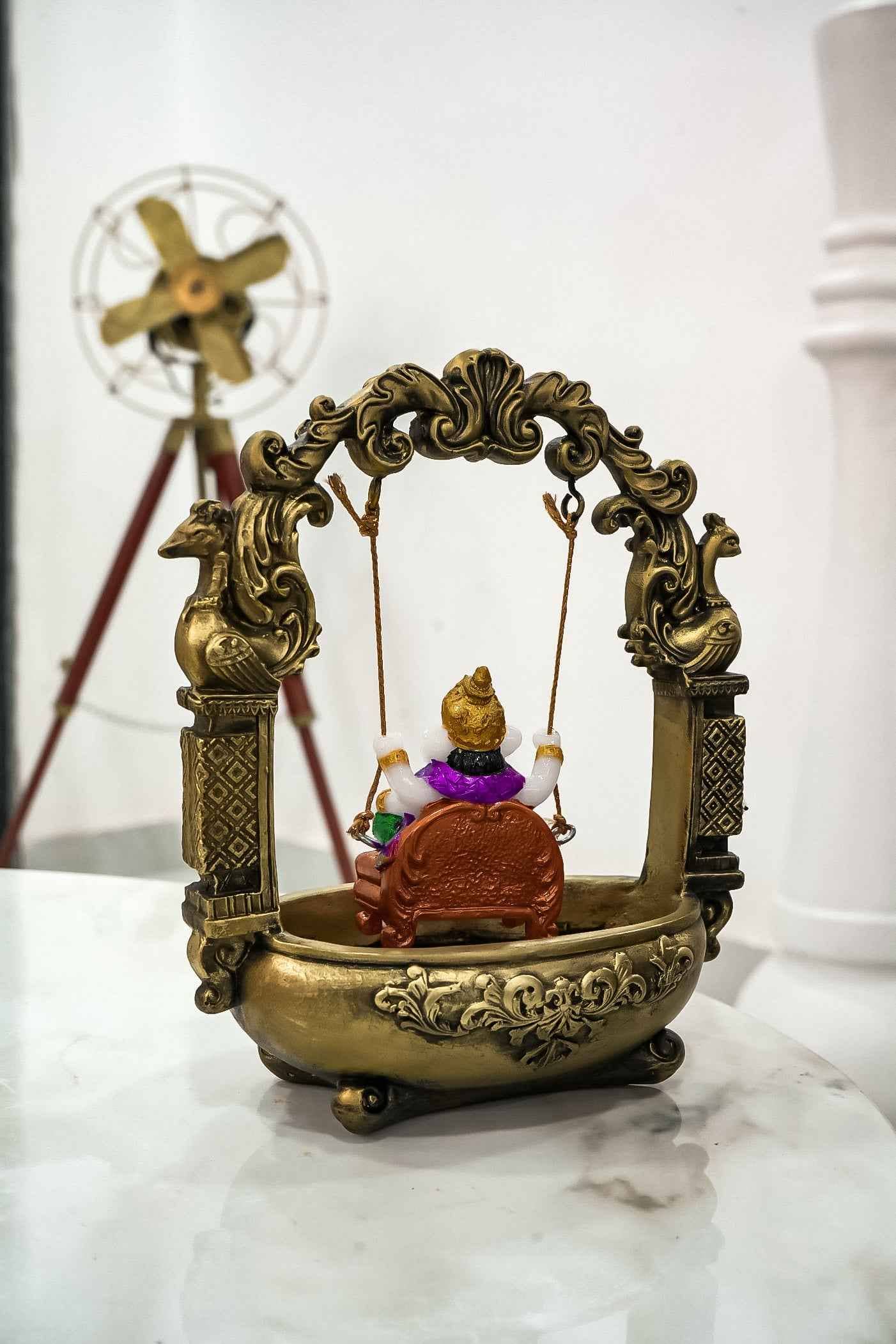 Resin Ganesha on Swing Religious Idol-Upharkaro