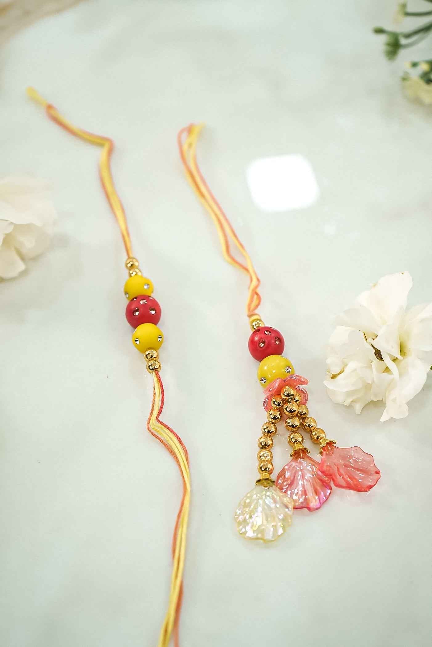 Pearl Pair Rakhi Set for Bhaiya Bhabhi-Upharkaro