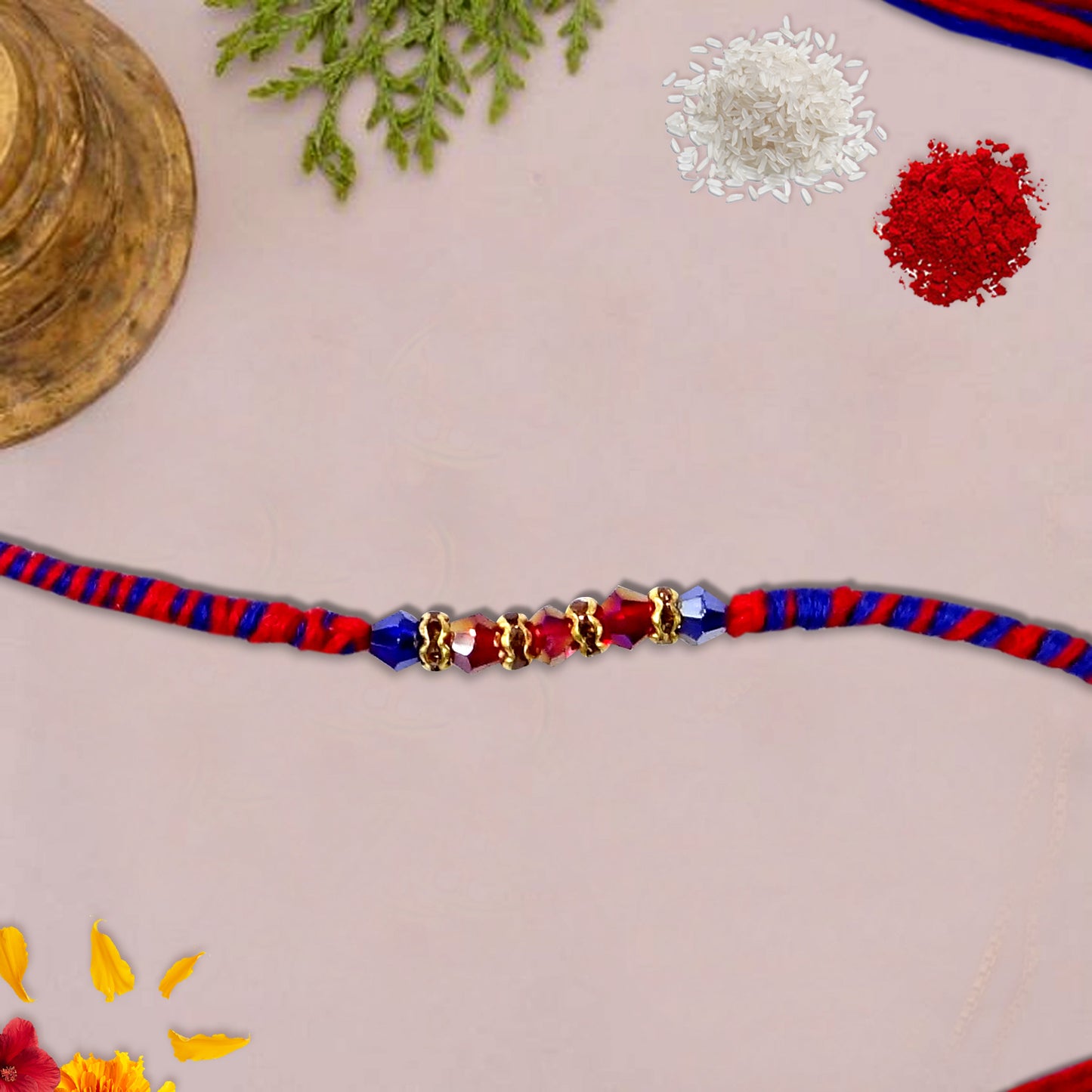 Multi Stone Dora Rakhi By Upharkaro-Upharkaro