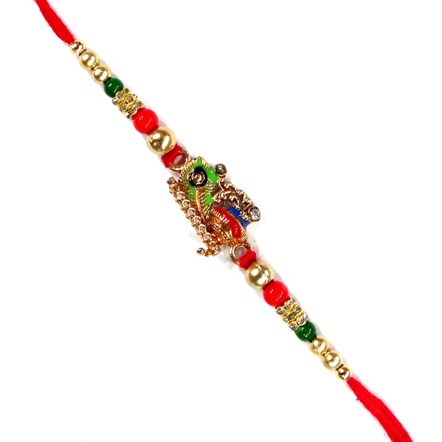 Exquisite Shri Morpankh Stone Rakhi for Brother by Upharkaro - Premium Krishna-Inspired Rakhi-Upharkaro