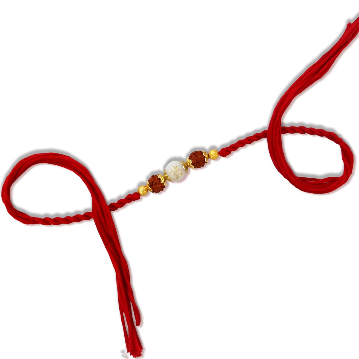 White Stone Rudraksh Dora Rakhi By Upharkaro-Upharkaro