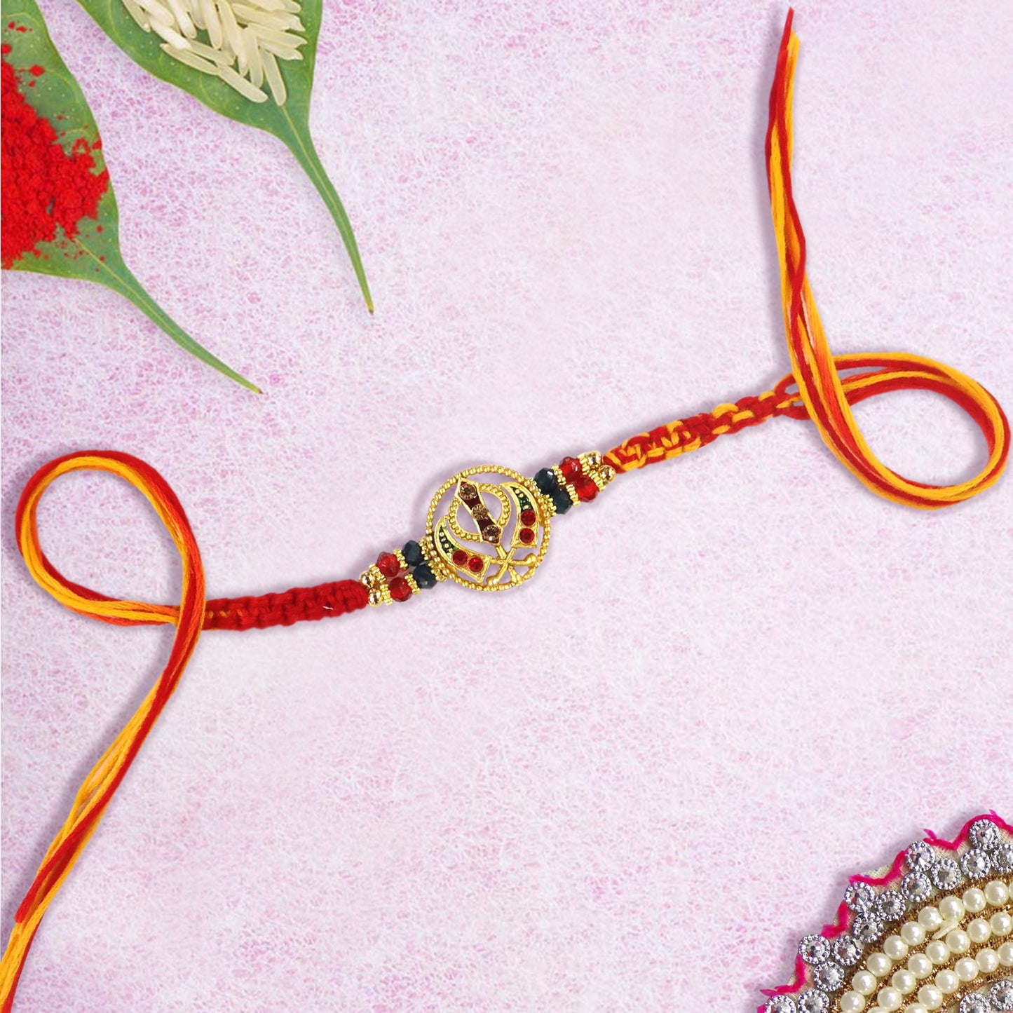 Designer Sikh Rakhi for Brother Featuring Khanda Symbol – By Upharkaro-Upharkaro