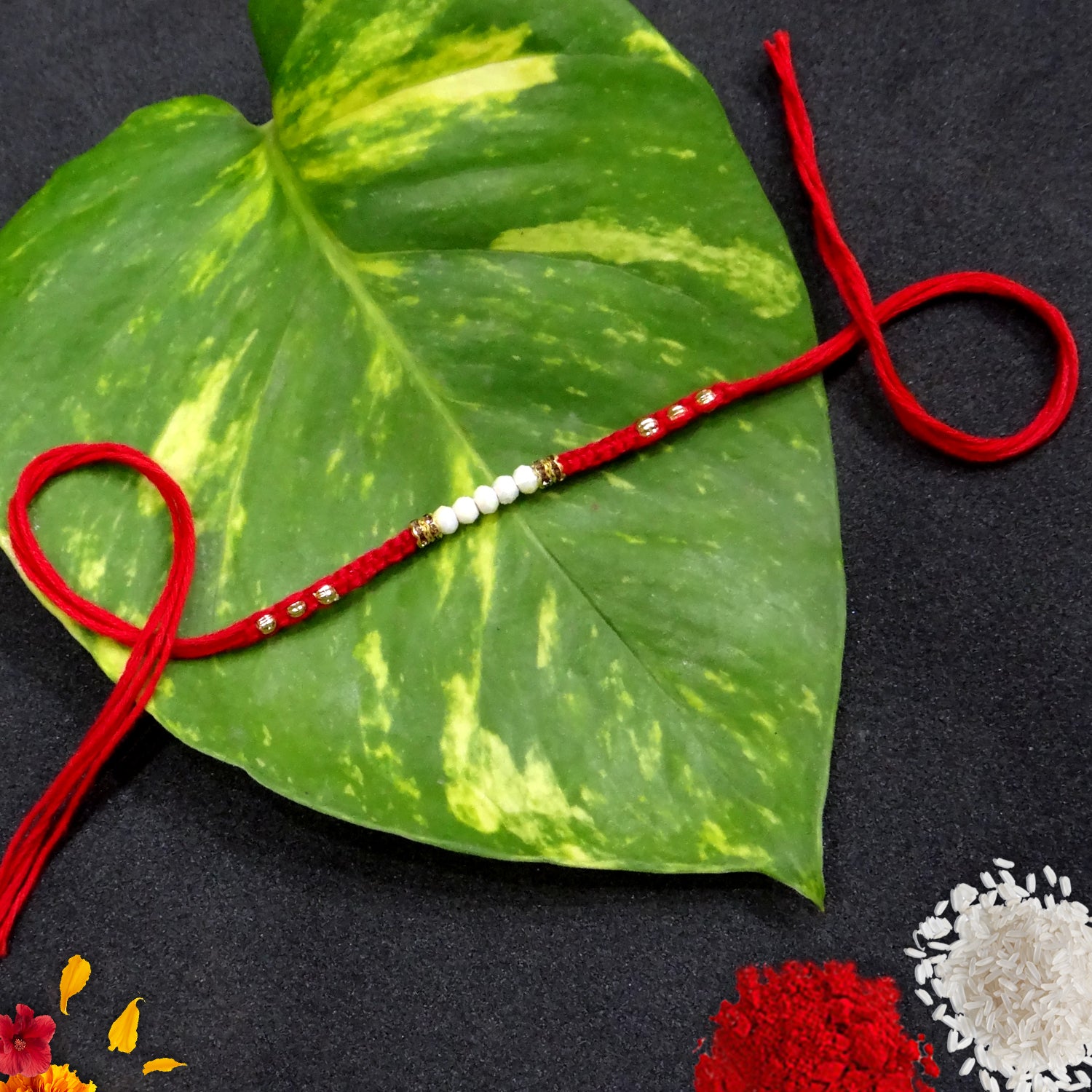 White Pearl Red Dora Rakhi for Brother – Pure & Elegant | Upharkaro-Upharkaro