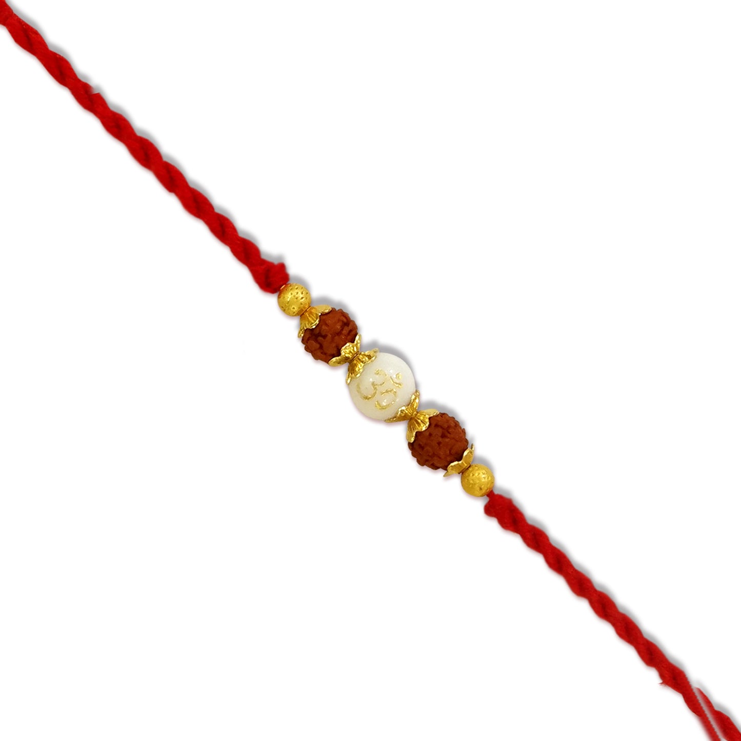 Upharkaro Premium Om & Rudraksha Rakhi Set for Brother | Handmade Designer Raksha Bandhan Rakhi with Rudraksha, Wooden Beads & Red Sacred Thread | Traditional Adjustable Rakhi | Pack of 2