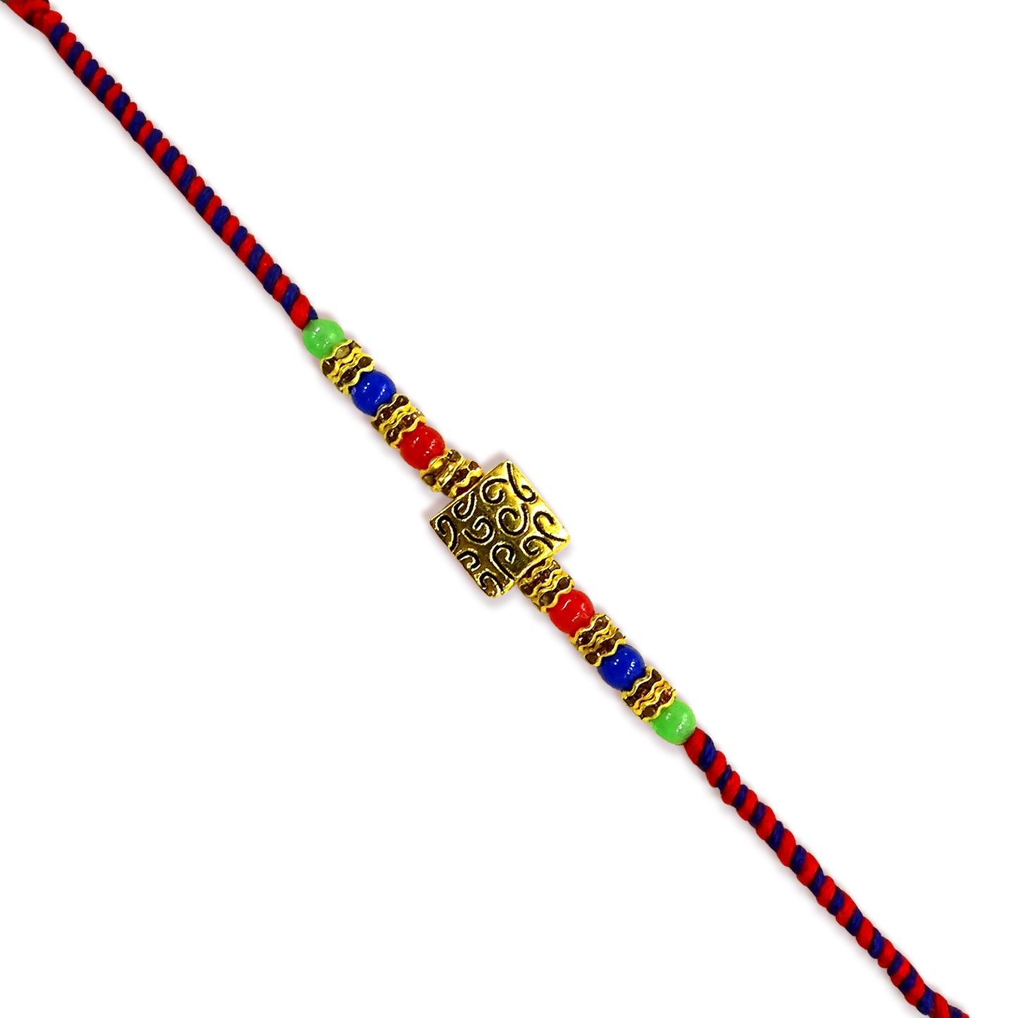 Upharkaro Premium Designer Rakhi Set for Brother | Handmade Lord Ganesha & Multicolor Beaded Raksha Bandhan Rakhi with Red Sacred Thread | Traditional Adjustable Rakhi | Pack of 2