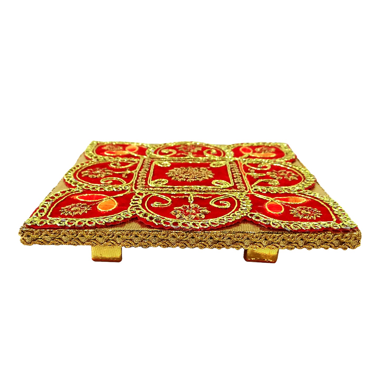 Wooden decorated Hand Crafted  Bajot (Chowki) For Pooja (6*6 Inche) 145 Gram By Upharkaro