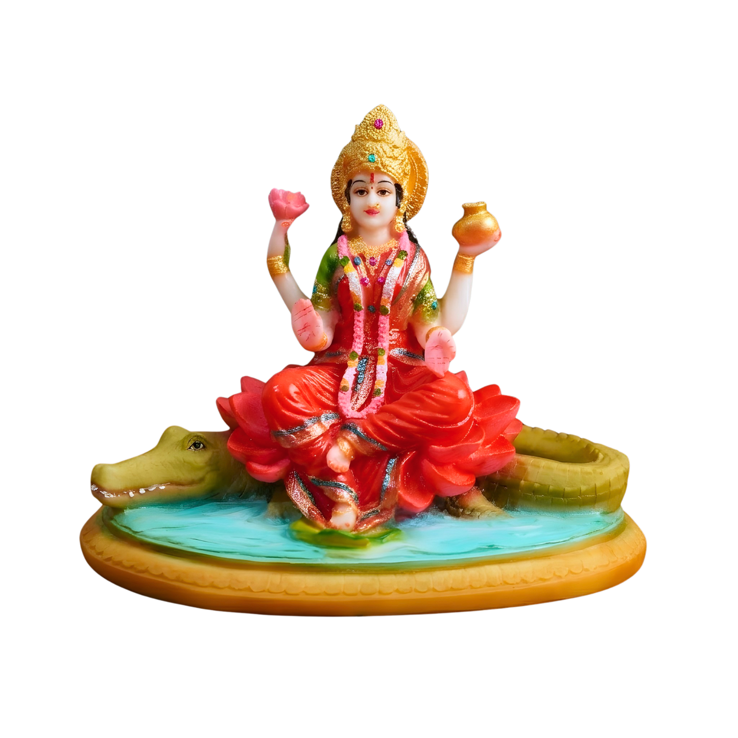 Divine Ganga Maa Idol Sitting on Crocodile with Lotus Base | Maa Ganga Murti for Home Temple & Pooja Decor By Upharkaro