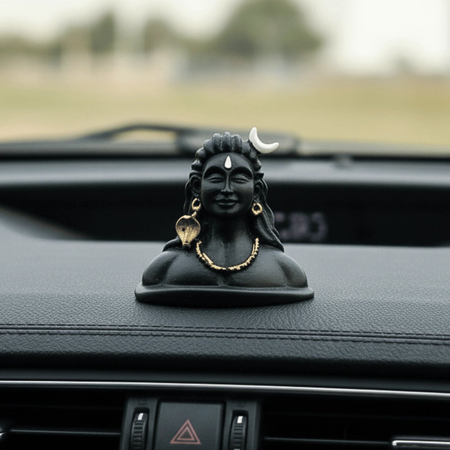 Lord Shiva Adiyogi Resin Idol – Mini Black Matte Meditative Statue for Home, Office & Car Décor by Upharkaro