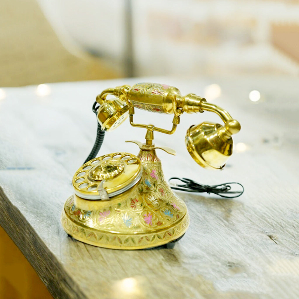 Antique Brass Vintage Designer Land Line Working Telephone By Upharkaro