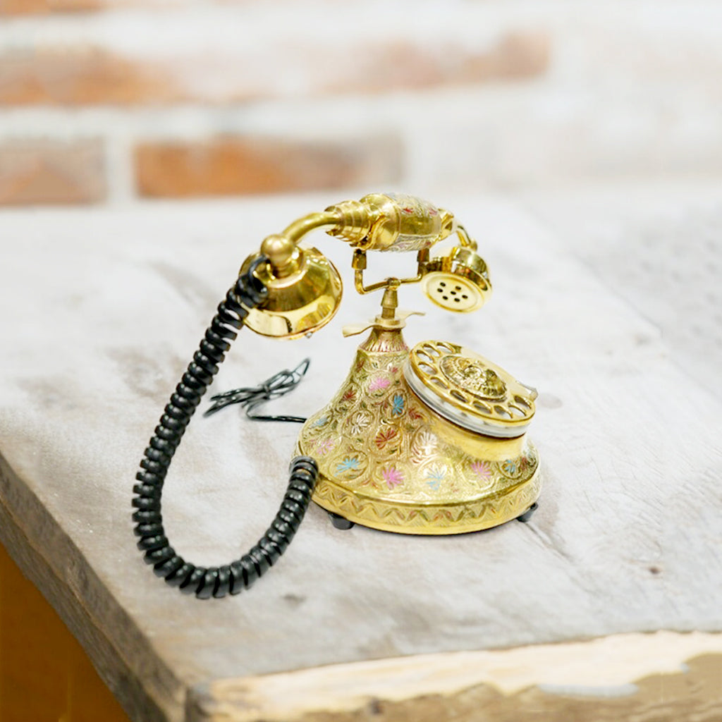 Antique Brass Vintage Designer Land Line Working Telephone By Upharkaro