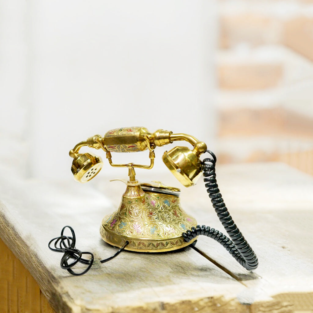 Antique Brass Vintage Designer Land Line Working Telephone By Upharkaro