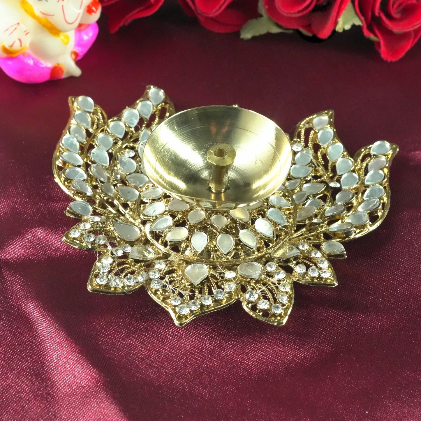 Traditional Kamal Shape Metal Diya for Lakshmi Pooja, Mandir & Auspicious Rituals By Upharkaro