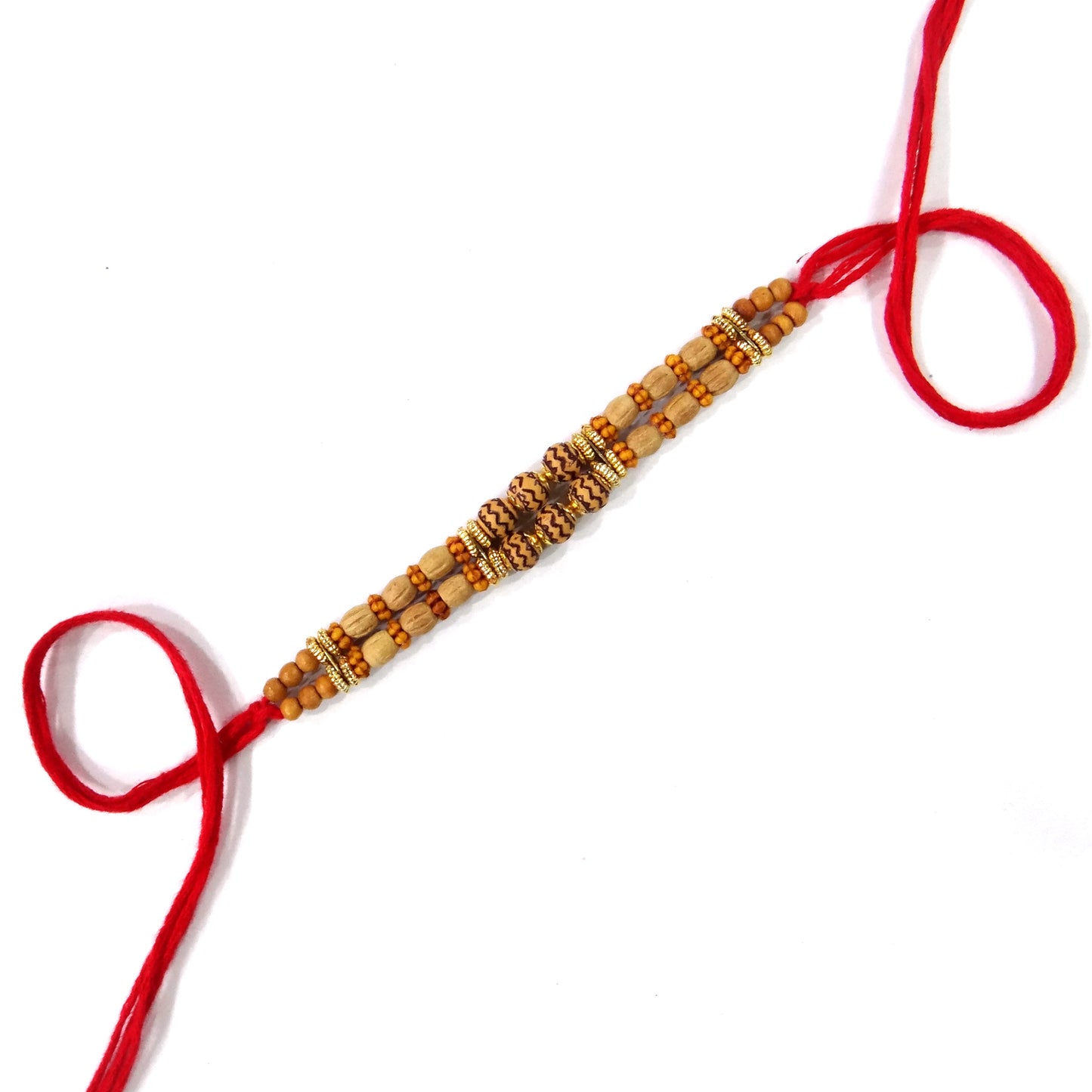 Luxurious Red Dora Bhaiya Rakhi with Golden Beads by Upharkaro-Upharkaro