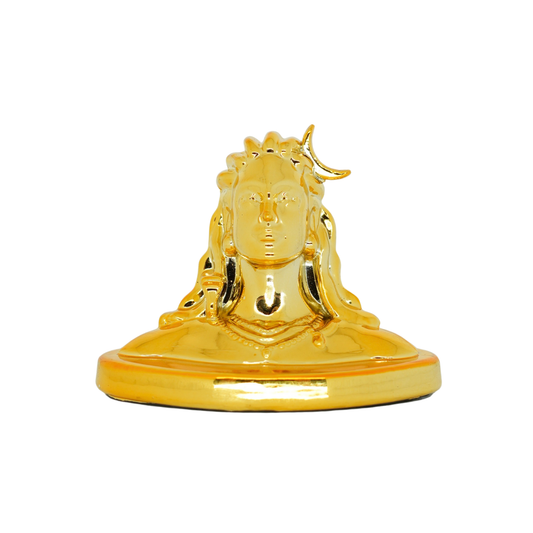 Golden Finish Adiyogi Statue Car Dasgboard (3 inch) – Premium Resin Statue for Car Dashboard, Home, Office & Meditation Décor (Golden)