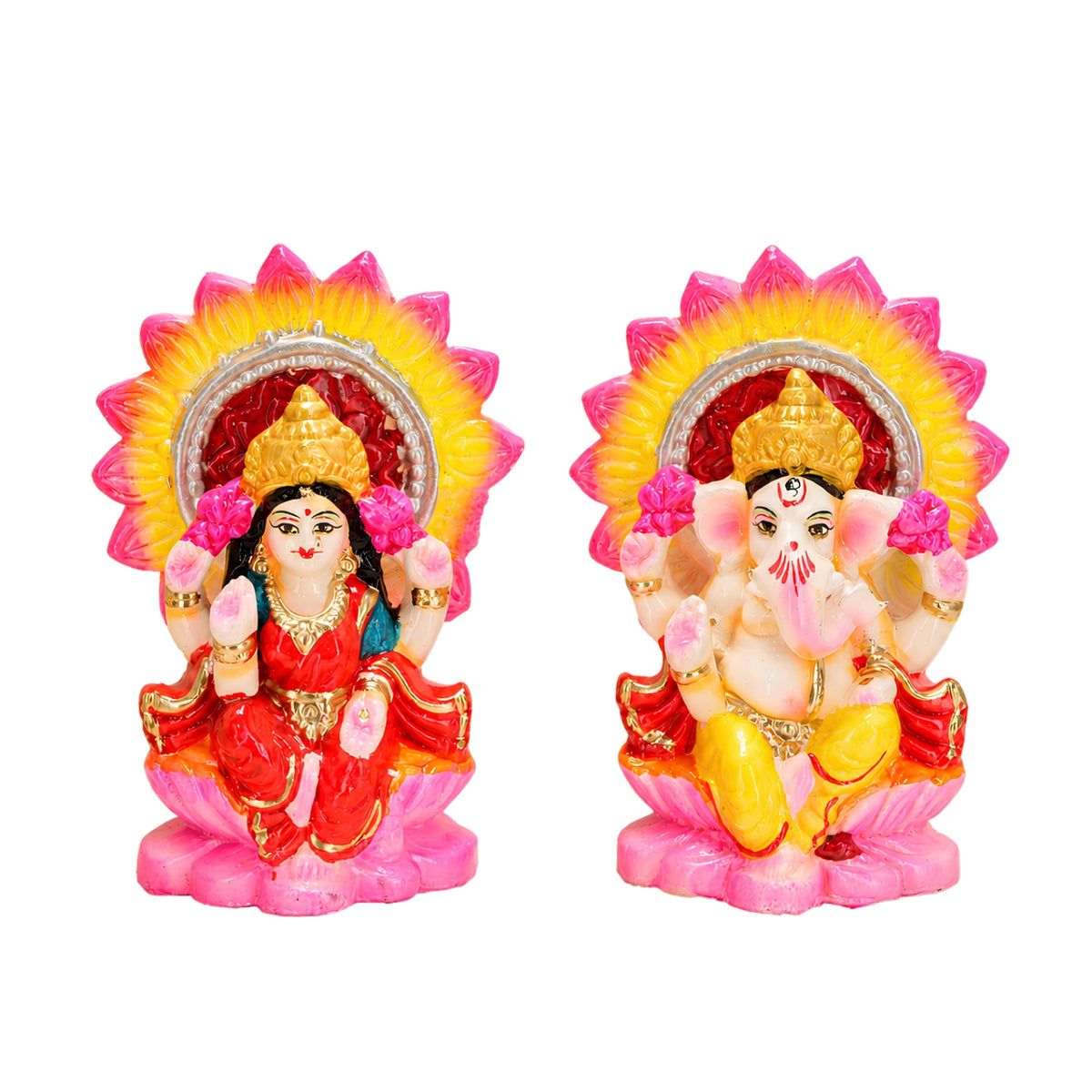 Eco-Friendly Clay Laxmi Ganesh Idols for Diwali – Handcrafted Terracotta Murti Set (6 Inch, 875g) by Upharkaro