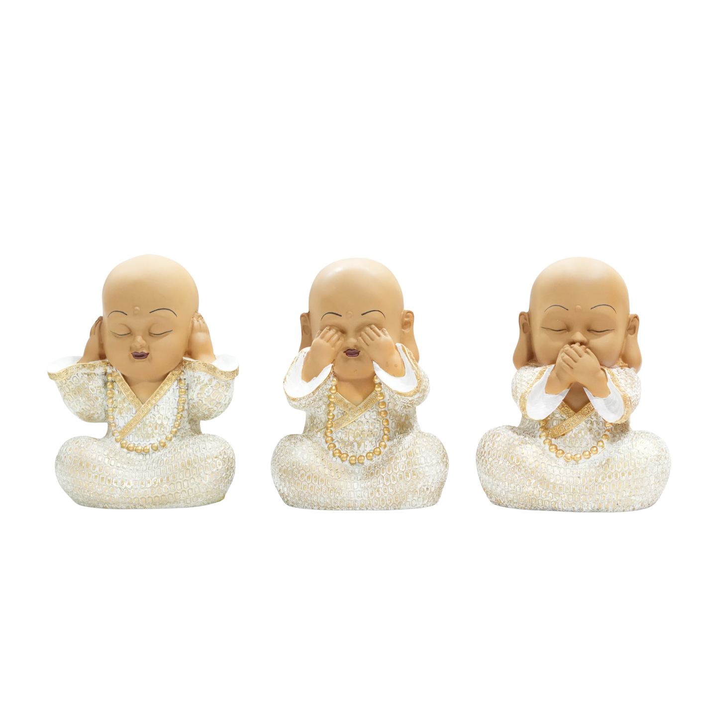 Upharkaro Mini Buddha Monk Statue Set of 3 | Cute Wise Monk Figurines for Home & Office Decor By Upharkaro