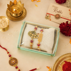 Upharkaro Premium Bhaiya Bhabhi Rakhi Set | Designer Peacock & Golden Rakhi Pair with Greeting Card | Raksha Bandhan Gift for Brother & Bhabhi
